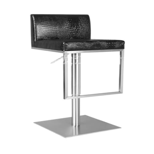 KZLJLJY Bar StüHle Einfacher Lift-Barstuhl aus Edelstahl mit Rückenlehne, Leichter Luxus-Barstuhl, Drehstuhl, Barstuhl, hoher Hocker Bar Chair (Color : Black, Size : B) von KZLJLJY
