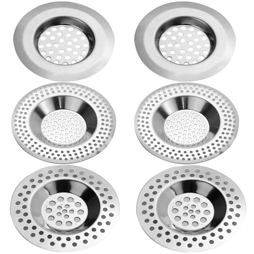 (Set von 6 Stück) 3 Größen Küche Spüle Sieb Haarfänger für Dusche Abfluss Abdeckung Waschbecken Stöpsel Sieb für Abtropffläche Protector Blocker Filter Bad Stöpsel Loch Abdeckung Waschbecken Sieb Sieb von KZNKZN