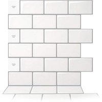 10 Stück selbstklebende Küchenrückwand, selbstklebende Wandfliesen für Küche und Bad, Küchenaufkleber, Weiß mit grauer Fuge, 30,5 x 30,5 cm von KZQ