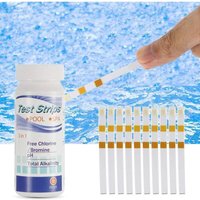 100 Stück PH-Pooltesterpapier, Pooltesterstreifen, Wasserhärtetest zum Testen von freiem Chlor, Gesamtalkalität und pH-Wert, Spa-Whirlpool-Test, von KZQ