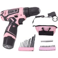 12V Elektrischer Schraubendreher Wiederaufladbarer Akku-Kompaktbohrer Handwerkzeuge Automatischer Gyro-Schraubensatz Rosa Werkzeugsatz für Frauen von KZQ