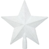 19 cm weißer Weihnachtsbaumstern – glitzernde Kunststoff-Dekoration – klassischer Weihnachtsbaumschmuck 19 cm weißer Weihnachtsbaumstern – glitzernde Kunststoff-Dekoration – klassischer Weihnachtsbaumschmuck von KZQ