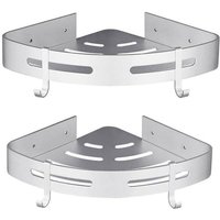 2-stöckiges, dreieckiges Duschregal in Silber, Küchenzubehör ohne Bohren, rostbeständiger Duschhalter zum Aufhängen von KZQ