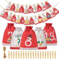 24 Stoffbeutel mit Zahlen und Kordel, 18 x 13 cm, Frau, Mann - Weihnachtsdeko 24 Stoffbeutel mit Zahlen und Kordel, 18 x 13 cm, Frau, Mann - Weihnachtsdeko von KZQ