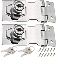 2er-Pack 80 mm Edelstahl-Haspenriegel mit Vorhängeschloss und Schlüssel für Schuppentüren, Schränke, Kisten und Möbel. - KZQ 2er-Pack 80 mm Edelstahl-Haspenriegel mit Vorhängeschloss und Schlüssel für Schuppentüren, Schränke, Kisten und Möbel. - KZQ von KZQ