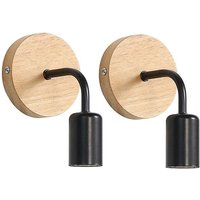 2er-Pack Industrielle Wandleuchten für den Innenbereich, Wandleuchten aus Holz, Schwarz, Wandlampe aus Metall, Retro-Wanddekor, für Wohnzimmer, von KZQ