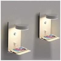 2er-Pack LED-Wandleuchten für den Innenbereich mit USB-Anschluss, 12 W, dreifarbig, dimmbar, moderne Wandlampe mit Schalter, 330° drehbar, von KZQ
