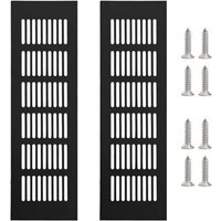 2er-Pack rechteckige Lüftungsgitter aus Aluminiumlegierung mit 8 Schrauben, Schwarz, 250 x 80 mm von KZQ
