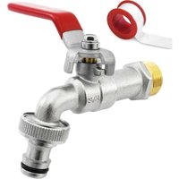 3/4 Zoll (20/27) Premium Messing Wasserhahn, rost- und frostbeständig + Schlauchverbinder von KZQ