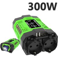 KZQ - 300-W-Auto-Wechselrichter, dc 12 v auf ac 220 v, Autoadapter, Autokonverter mit 2 USB-Anschlüssen und 2 Typ-C-Autoadaptern und 2 AC-Steckdosen von KZQ
