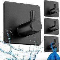 4 STÜCK - SCHWARZ Schwarzer Haken für Kleidung, Geschirrtücher, Handtücher Selbstklebender Halter für Küchenzubehör von KZQ