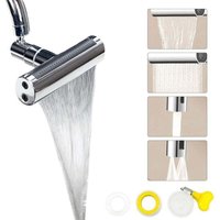 4-in-1-Wasserfall-Küchenarmatur (Silber, 13 cm), 360° drehbar, drehbarer Wasserfall-Wasserhahn, 4-Funktions-Sprühdüse, zum Waschen von Gemüse und Obst von KZQ