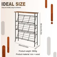 4-stöckiger stabiler schmaler Schuhschrank (Holzplatte), freistehend, hält 12–16 Paar, für Eingang/Schlafzimmer/Wohnzimmer/Flur von KZQ