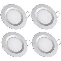4 x 12 V LED-Einbaustrahler, 58 – 65 mm Loch, 3 W, 6400 K, Einbau-Deckenleuchte für Wohnmobil, Boot, Wohnwagen, Van, Yacht, Kaltweiß (Silber-Finish) von KZQ