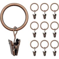 40 Stück Vorhangringe, bronzefarbene Vorhanghaken aus Metall mit Clip im Retro-Stil, robuste Vorhang-Clipringe für Fenster- und Duschvorhänge, 25 mm von KZQ