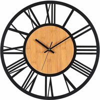 KZQ - 40 cm große Wanduhr aus Metall und Holz, geräuschlos, kein Ticken, für Wohnzimmer, Schlafzimmer, Küche, Büro, Heimdekoration, groß, Vintage, von KZQ