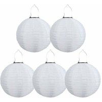 5er-Pack Solar-LED-Laternen für den Außenbereich, wasserdicht, für Garten, Kirche, Hof, Party-Dekoration (weiß, 30 cm) von KZQ