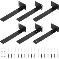 6er-Pack robuste Regalhalterungen aus schwarzem Metall, wandmontierte Regalhalterungen für offene Regale, DIY-Unterstützung 6er-Pack robuste Regalhalterungen aus schwarzem Metall, wandmontierte Regalhalterungen für offene Regale, DIY-Unterstützung von KZQ