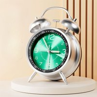 KZQ - Analoger Retro-Wecker – Doppelglocke ohne Ticken – Vintage – wiederaufladbar – lautes Quarz – mit Nachtlicht – für Kinder – Tiefschlaf – Grün KZQ - Analoger Retro-Wecker – Doppelglocke ohne Ticken – Vintage – wiederaufladbar – lautes Quarz – mit Nachtlicht – für Kinder – Tiefschlaf – Grün von KZQ