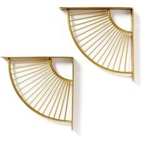 Art Deco Regalhalterung 20/30cm, Gold Design Wandmontierte Schwebende Regale, Fächerförmige Regalhalterung, 2er Set von KZQ
