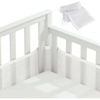Babybett-Stoßstange, Krippenumrandung, 3D-Netzfutter, sicher für die Luftzirkulation im Kinderbett, geeignet für alle Arten von Kinderbetten (weiß) von KZQ