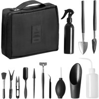 Bonsai-Werkzeugset, Mini-Gartengeräte für Zimmerpflanzen, 13-teiliges Hand-Umpflanzwerkzeug aus Karbonstahl für Sukkulenten mit Aufbewahrungstasche von KZQ