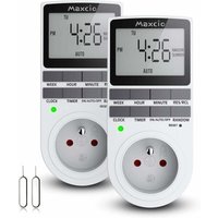 Digitale programmierbare Steckdosen (2er-Pack) mit digitalem Tages-/Wochentimer, LCD-Display, Diebstahlschutz-Zufallsmodus, Energieeinsparung, 16 von KZQ