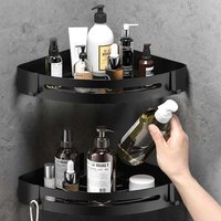 Duschregal ohne Bohren, 2er Set, selbstklebende Badezimmerregale aus Edelstahl (Schwarz) von KZQ