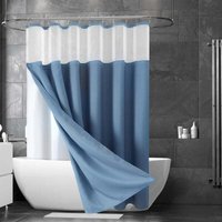 KZQ - Duschvorhang 180 x 180 cm Blauer Duschvorhang 2-lagiger wasserdichter bedruckter Polyester-Duschvorhang KZQ - Duschvorhang 180 x 180 cm Blauer Duschvorhang 2-lagiger wasserdichter bedruckter Polyester-Duschvorhang von KZQ