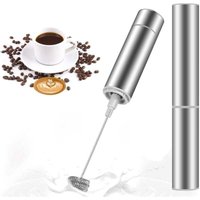 Elektrischer Milchaufschäumer, Mini-Schneebesen aus Edelstahl, extra starker Motor und batteriebetrieben, Mixer für Kaffeesahne, Cappuccino, Latte, von KZQ