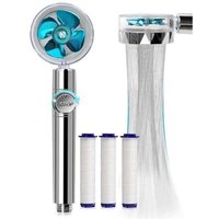 Hochdruck-Handbrause mit Filtern, Vortex Hydro Jet Turbo Propeller, 360 Grad drehbar, einfach zu installieren (blau) von KZQ