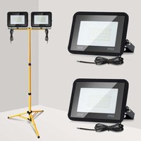 Ikodm 2er-Pack 30 w kaltweißer LED-Baustrahler + Stativ 6000 k 2550 lm mit 1 m Kabel – IP66 wasserdichter Strahler für den Innen- und Außenbereich von KZQ
