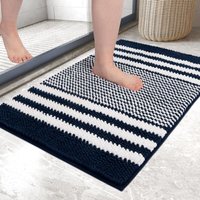 KZQ - 1 Stück Badematte, rutschfeste, saugfähige Badezimmermatte, weiche Mikrofaser-Chenille-Badematte, maschinenwaschbar, 40 x 60 cm, Marineblau KZQ - 1 Stück Badematte, rutschfeste, saugfähige Badezimmermatte, weiche Mikrofaser-Chenille-Badematte, maschinenwaschbar, 40 x 60 cm, Marineblau von KZQ