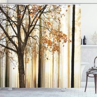 KZQ - 180 cm x 180 cm, Braun Orange, Herbst-Duschvorhang, abstrakte Baumhölzer, Stoff-Badezimmer-Dekor-Set mit Haken, KZQ - 180 cm x 180 cm, Braun Orange, Herbst-Duschvorhang, abstrakte Baumhölzer, Stoff-Badezimmer-Dekor-Set mit Haken, von KZQ