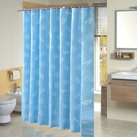 KZQ - 180 x 200 cm Duschvorhang mit 12 Haken, schnelltrocknend (blau), wasserdichtes Polyestergewebe, maschinenwaschbar, Badezimmervorhänge von KZQ