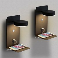 2er-Pack LED-Wandleuchte für den Innenbereich mit Schalter und USB-Schnittstelle, 12 w, dreifarbige Nachttisch-Wandlampe, dimmbar, 330° verstellbar, von KZQ