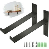 2er Set Wandregalträger L.220mm 35mm Stärke Regalträger Stahl schwarz 2er Set Wandregalträger L.220mm 35mm Stärke Regalträger Stahl schwarz von KZQ
