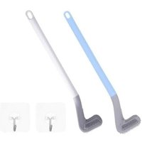 370 x 70 mm, 2er-Pack Silly-Toilettenbürste mit Randreiniger, Golf-Bürstenkopf, Wandmontage, Toilettenreinigungsbürste, multifunktional - KZQ von KZQ