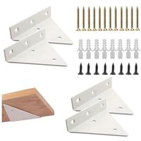 KZQ - 4 Stück weiß) Dreieckige Regalhalterung, schwimmende Regalwinkel-Wandregalhalterung, unsichtbare Wandregalhalterung, Metall, festes von KZQ