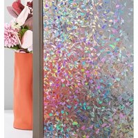 45x200cm) 3D-Dekorfolie für Fenster – Mehrfarbig – Blickdicht – Selbstklebend – Regenbogeneffekt – Transparent, Zerbrochenes Glas von KZQ
