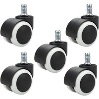 KZQ - 5 Stück Bürostuhlrollen, 48 mm, Computerstuhlrollen, Bürostuhl-Lenkrollen, Ersatzräder, Standardschaftgröße 11 mm × 20 mm, keine Kratzer oder KZQ - 5 Stück Bürostuhlrollen, 48 mm, Computerstuhlrollen, Bürostuhl-Lenkrollen, Ersatzräder, Standardschaftgröße 11 mm × 20 mm, keine Kratzer oder von KZQ