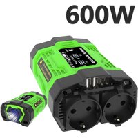 600-W-Auto-Wechselrichter, dc 12 v auf ac 220 v, Autoadapter, Autokonverter mit 2 USB-Anschlüssen und 2 Typ-C-Autoadaptern und 2 AC-Steckdosen 600-W-Auto-Wechselrichter, dc 12 v auf ac 220 v, Autoadapter, Autokonverter mit 2 USB-Anschlüssen und 2 Typ-C-Autoadaptern und 2 AC-Steckdosen von KZQ