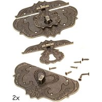 76 x 56 mm), Set mit 2 antiken Bronze-Eisenverschlüssen, Möbelverschlüssen, Beschlägen für Vorhangschlösser, Schlösser an Truhen und Schiebekästen von KZQ