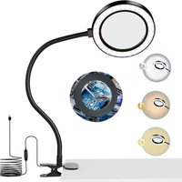8-fache Lupenlampe mit 72 LEDs in 3 Farben und 10 einstellbaren Helligkeiten, Standlupe zum Zeitunglesen, Kosmetik-Lupenlampe mit Lampe und Ständer, von KZQ