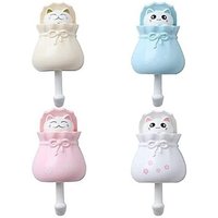 KZQ - 9,5 x 6,5 x 5,5 cm, 4 Stück Tier-Wandhaken, Kinder-Klebehaken, Kinder-Handtuchhaken, dekorative Kinder-Klebehaken für Mantel, Handtuch, von KZQ