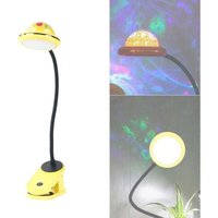 KZQ - Ansteckbare Schreibtischlampe für Kinder, gelbe Stern-Schreibtischlampe, über usb wiederaufladbare LED-Ansteck-Leselampe mit Sternprojektion, von KZQ