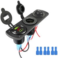 KZQ - Dual-USB-Autoladegerät-Steckdosenleiste mit 12-V-Zigarettenanzünder-Splitter, LED-Voltmeter und unabhängigem Schalter von KZQ