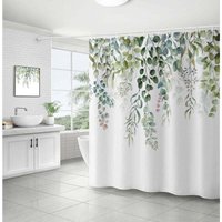 KZQ - Duschvorhang mit grünen Blättern, Eukalyptus-Duschvorhang, Anti-Schimmel-Badezimmervorhang, wasserdicht, waschbar, blickdichter Polyesterstoff, KZQ - Duschvorhang mit grünen Blättern, Eukalyptus-Duschvorhang, Anti-Schimmel-Badezimmervorhang, wasserdicht, waschbar, blickdichter Polyesterstoff, von KZQ