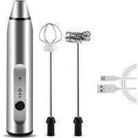 KZQ - Elektrischer Milchaufschäumer, Kaffeemixer, Hand-Eierschläger für Cappuccino, Latte Macchiato, Matcha (Silber) von KZQ