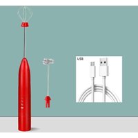 KZQ - Elektrischer Milchaufschäumer mit USB-Anschluss, Edelstahl-Zubehör (rot) von KZQ